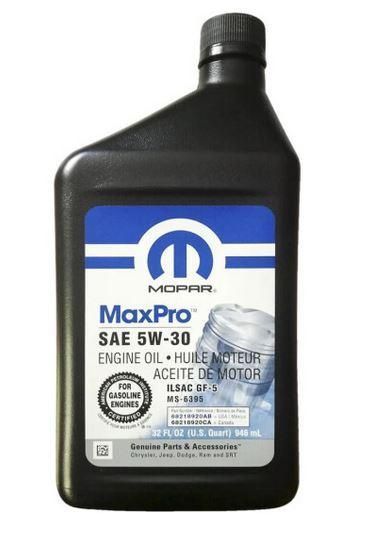 Масло MOPAR MaxPro SAE 5W-30 Engine Oil SP/GF-6A кан. 0.946 л. 68218920AC 68518204AA фото