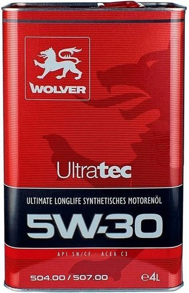 Олива WOLVER Ultratec 5W-30, 504/507. C3 API SN/CF кан. 4л. 4260360940934 фото